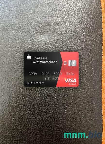 Germany Sparkasse westmunsterland bank visa classic card wygląd fotograficzny skan PSD + zdjęcie